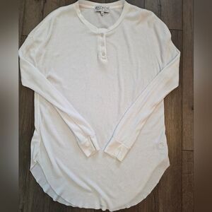 Wildfox - White Thermal Henley Longsleeve - Size XS
